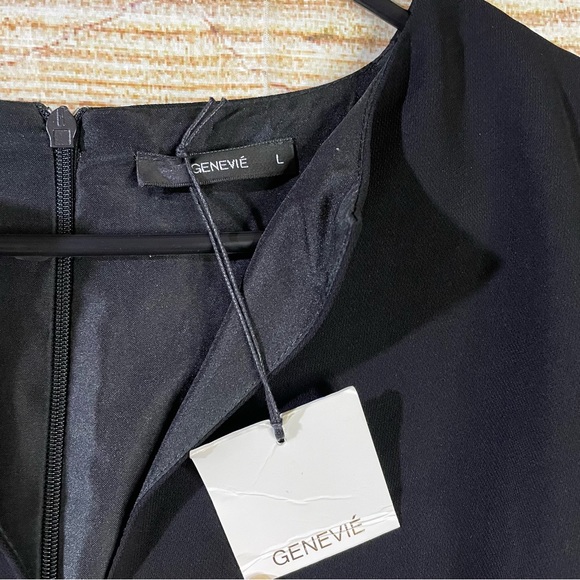 Genevie v-neck sheath black formal dress women Size Large - Picture 3 of 12